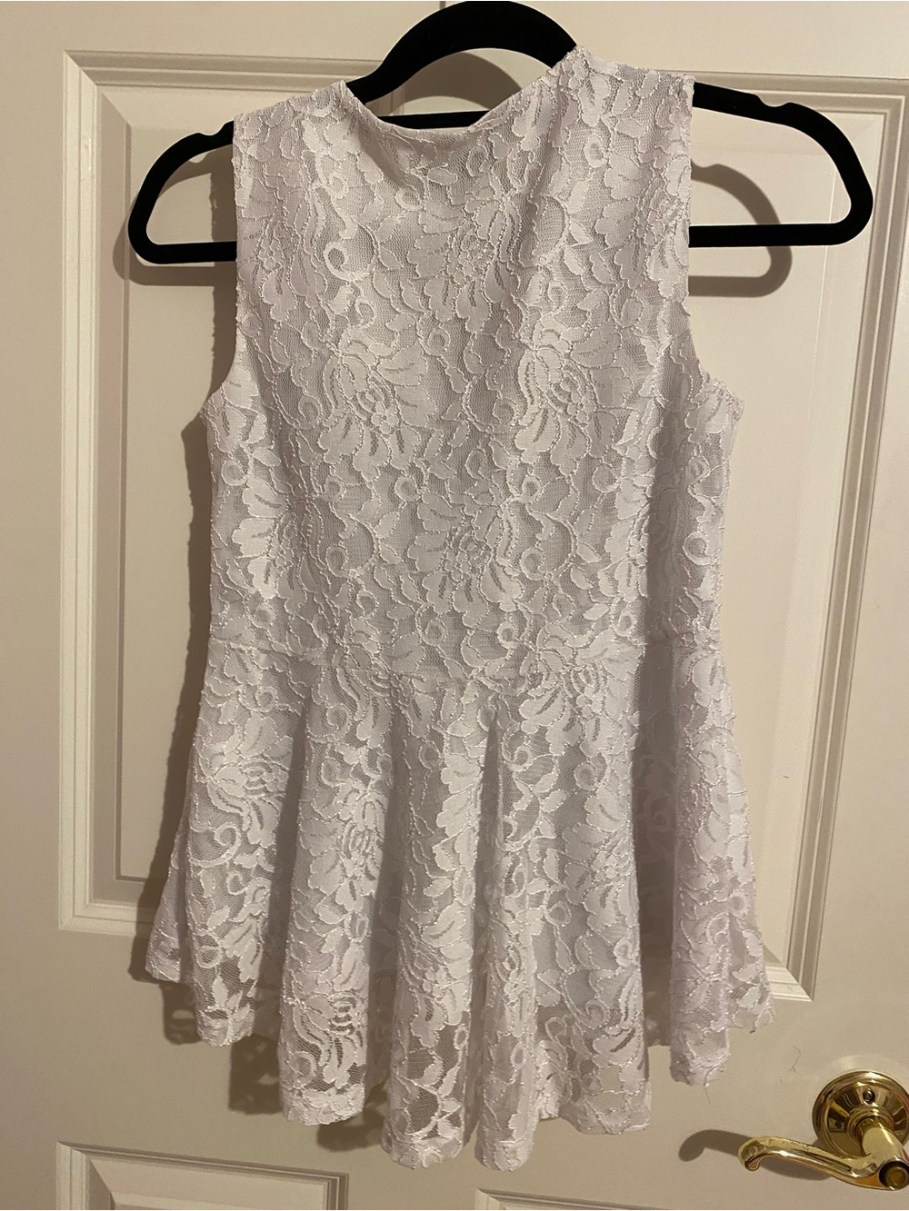 Thalia Sodi white floral lace peplum V-neck zipper blouse, womens size XS - Picture 3 of 3